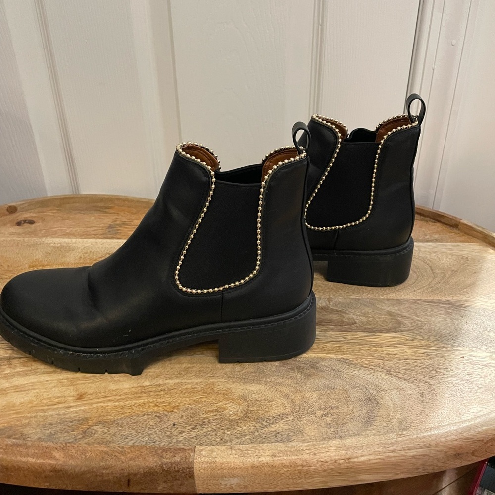 Black Coach Booties with Gold Detail size 8.5